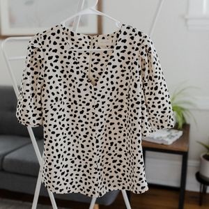 Dalmatian print puff sleeve business casual wear